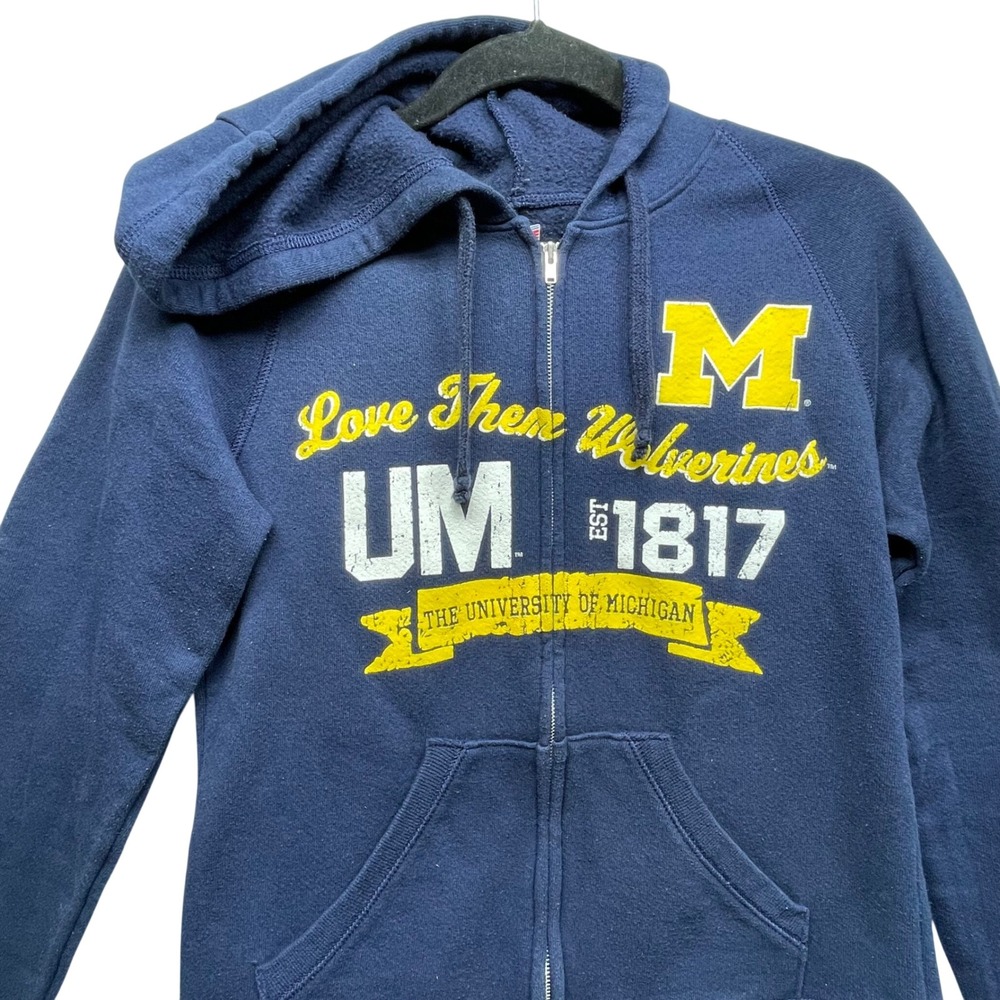 Soffe Michigan Wolverines Hoodie Womens L Navy Blue Zip Up Graphic - Picture 5 of 9
